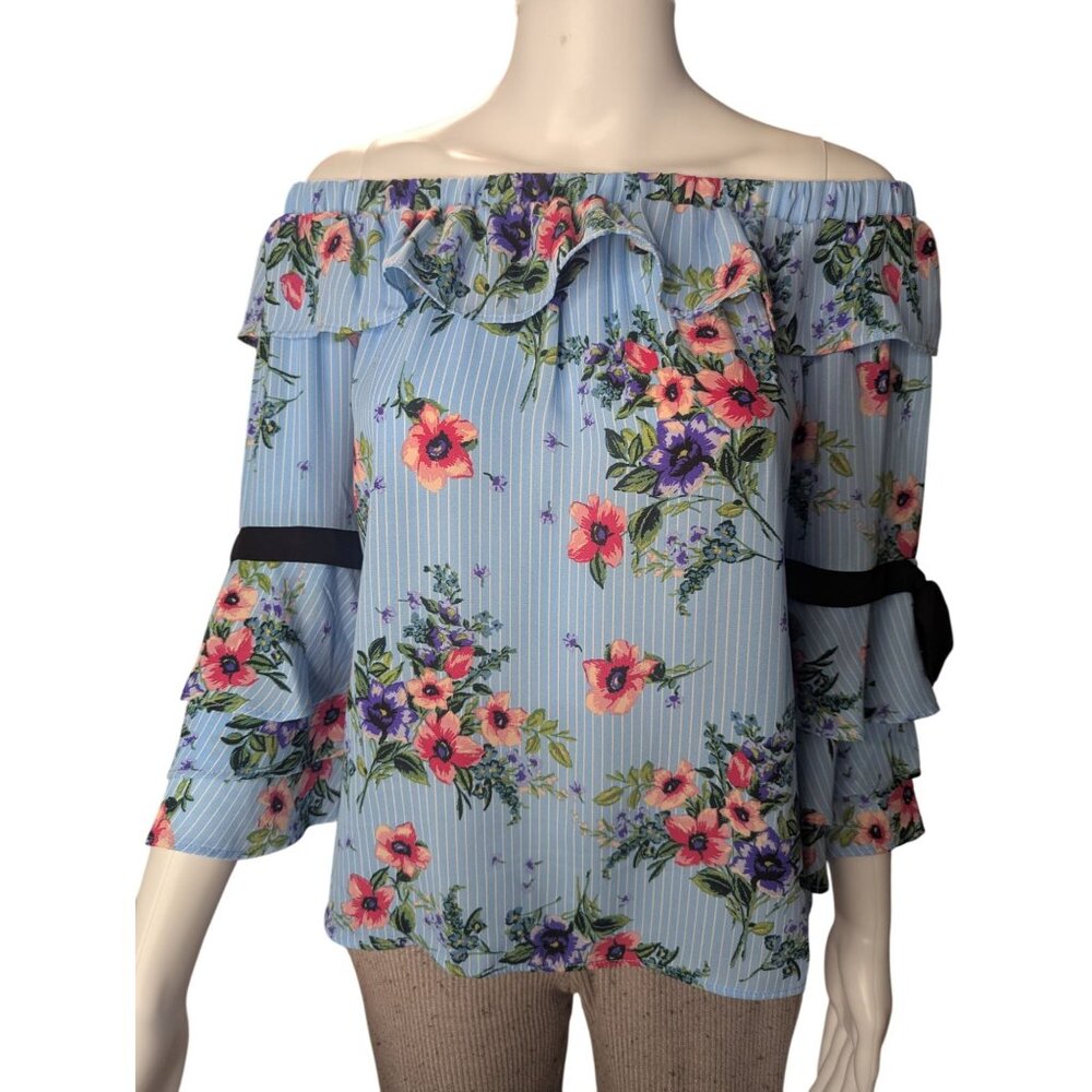 NWT Charming Charlie Top Womens Sz S Ruffle Trim Coquette Romantic Date Night